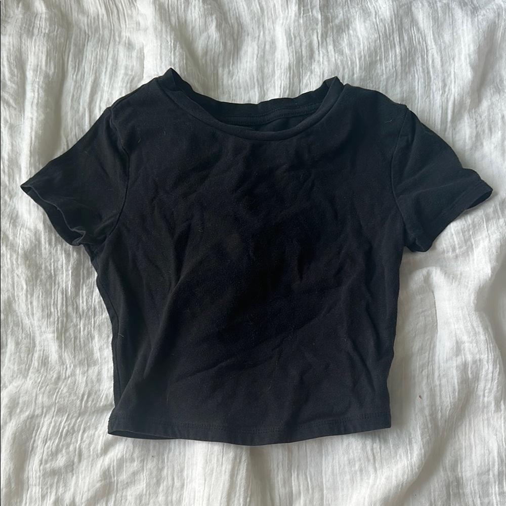 Aeropostale Black Fitted Crop T-Shirt